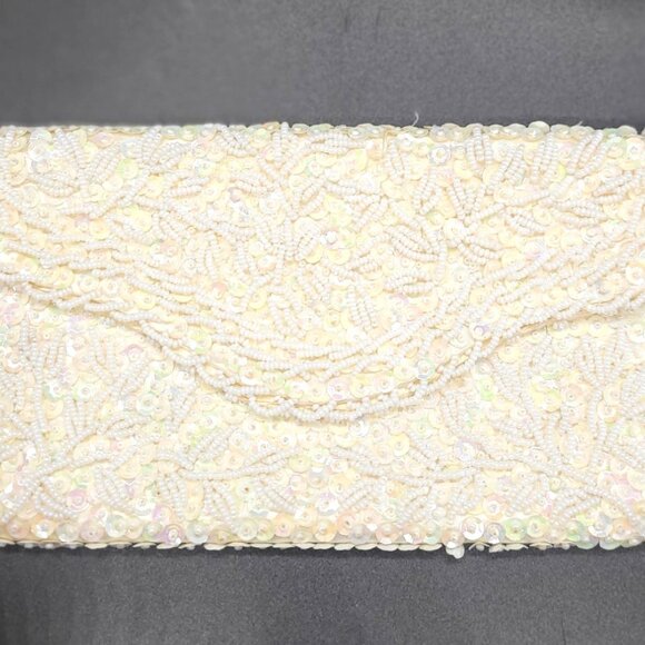 unbranded Handbags - VTG Beaded Sequin Evening Clutch Bag Satin interior Wedding Party Chic Classic